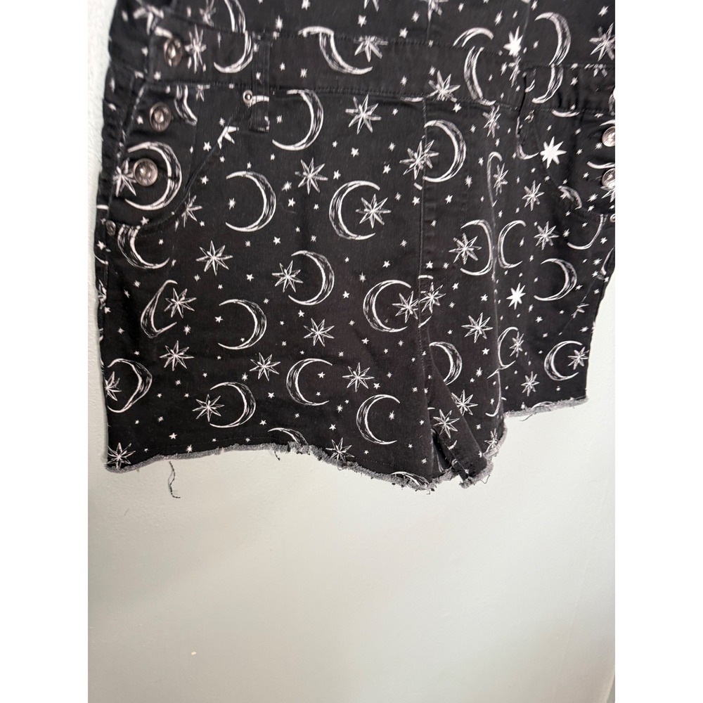HT Denim Shortalls in black and white cosmic moons and stars overalls - Picture 4 of 7